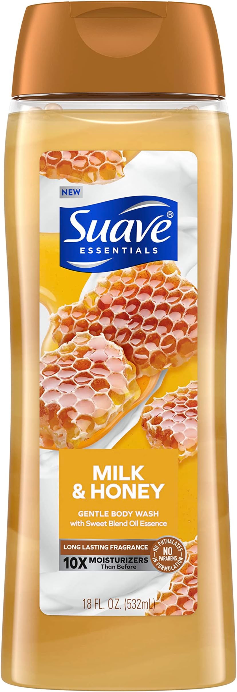 Suave Essentials Milk & Honey Splash Gentle Body Wash, 18 oz