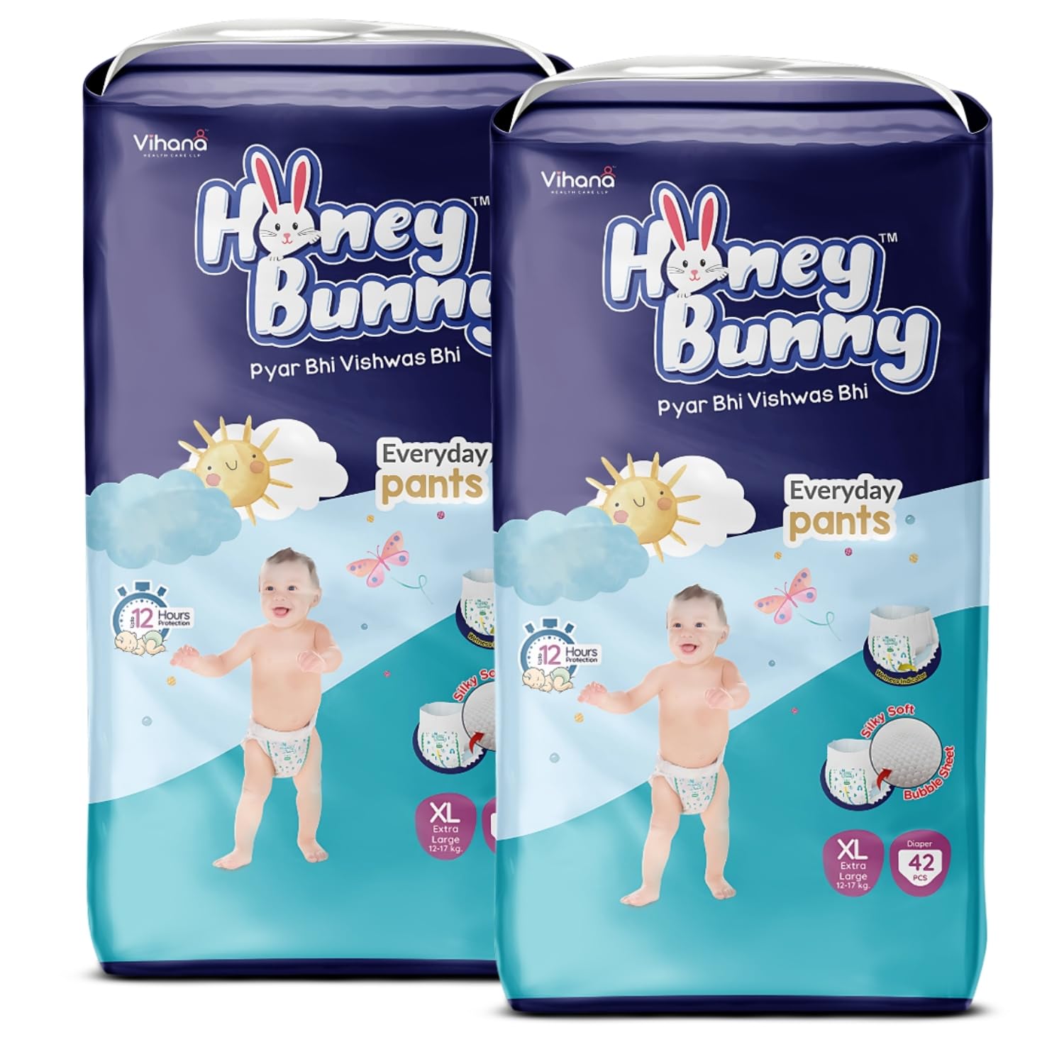 Honey Bunny Everyday Baby Diapers Pants | Extra Large (XL), 84 Count, 12-17 kg | Silky Soft on Skin | 12 Hours Protection Baby Diaper-image-16