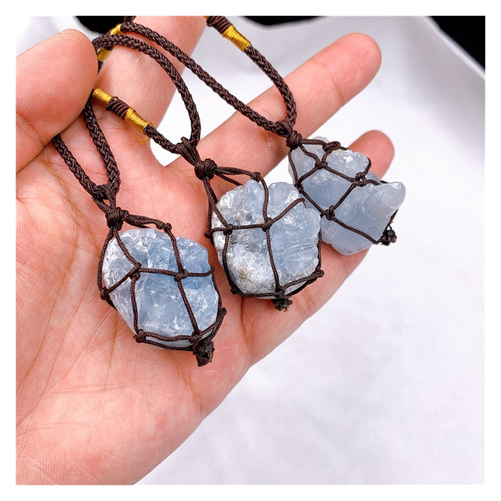 Natürliche Blaue Celestite Geode Kristall Anhänger Quarz Stein Weissagung Schmuck Halskette Home Sammlungen