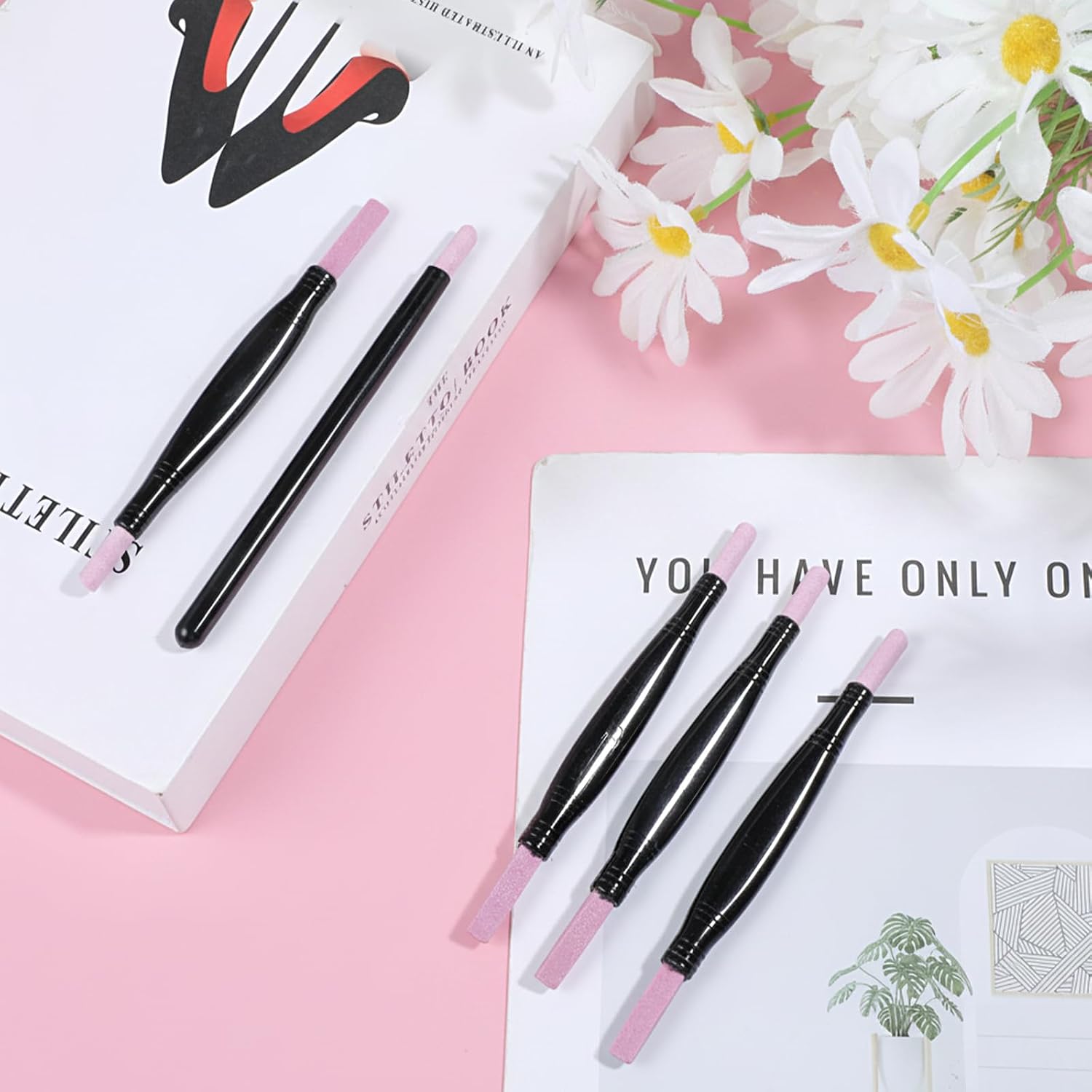 8 PCS Round Nail File, Pumice Stone Nail File Polishing Pen Stick