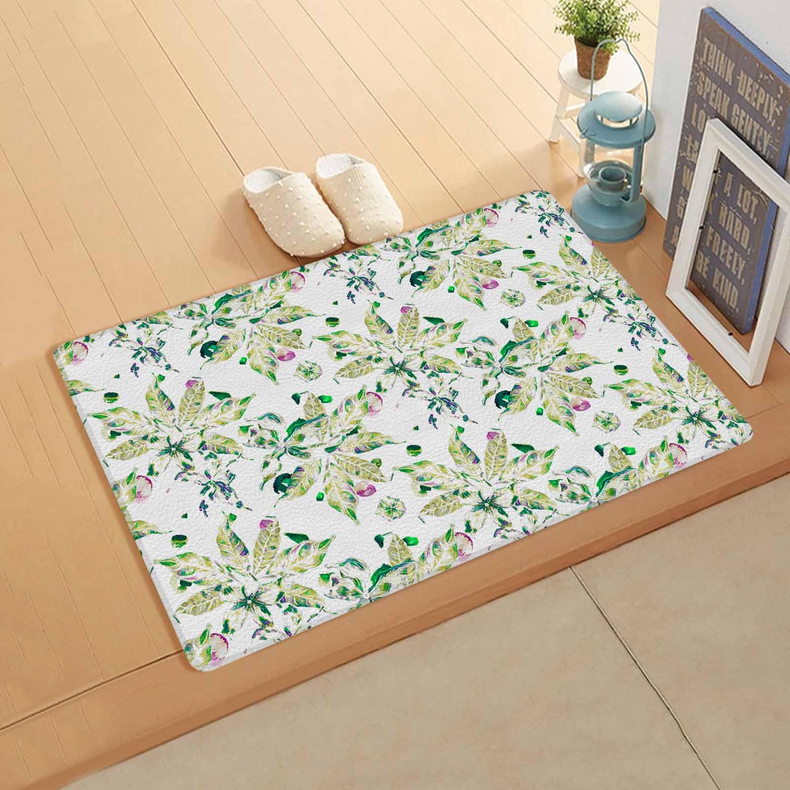 Sage Green Antifatigue Kitchen Bath Door Mat Cushioned Runner Rug,Washable Welcome Floor Sink Mat,Waterproof & Non-Slip Kitchen Standing Doormat,Encalypus Leaves Botannical Tropical Country 20