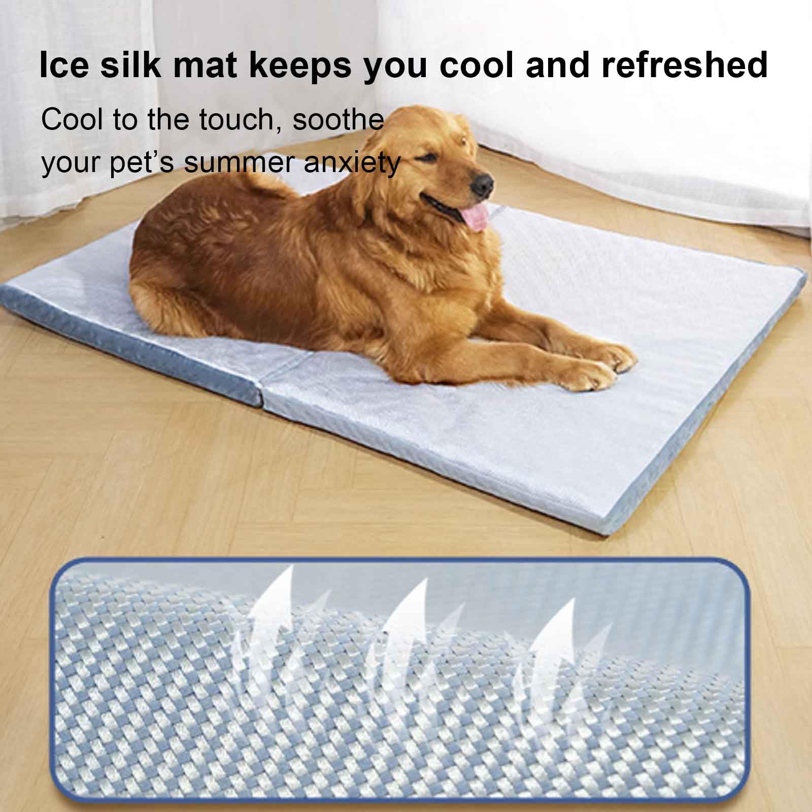 Alfombrilla Refrescante para Perro, Cama Refrescante para Perros, Seda De Hielo Manta Enfriamiento para Mascotas, Camas Perro Ortopédica,Azul,L