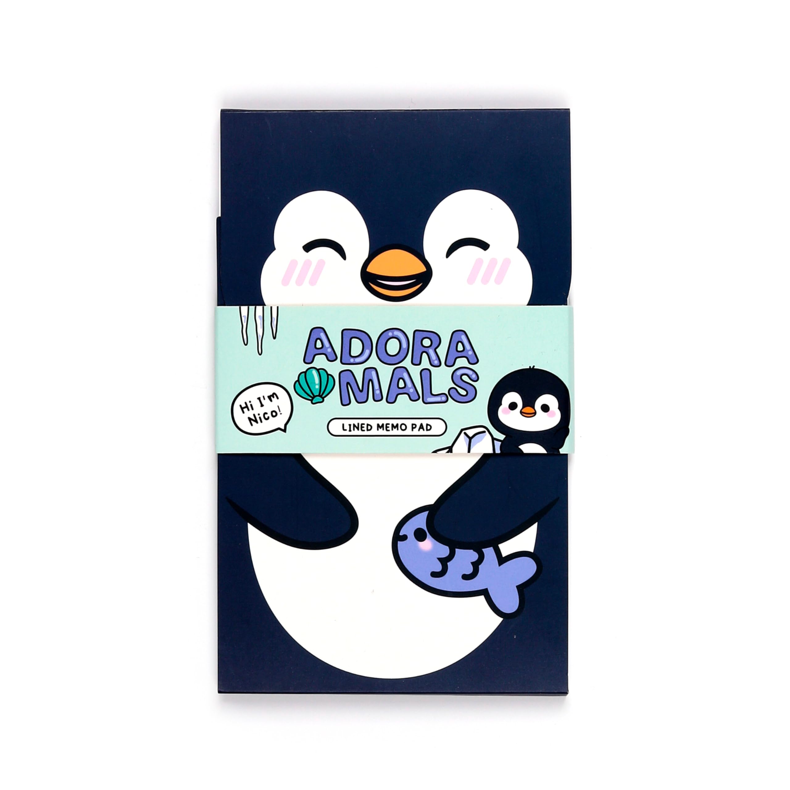 Puckator Adoramals Penguin Flip Open Shaped Memo Pad - Small Notebooks - Pocket Size Mini Tiny Notepads Block - Lis Jotter Book - Kids Notebook Notebooks - Back To School Supplies Planner Planners