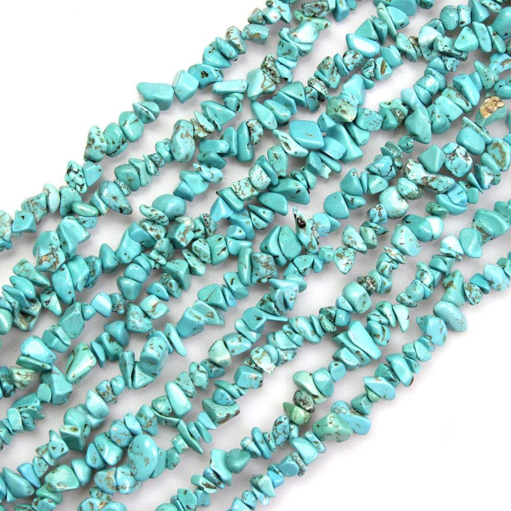 Blue Turquoise Howlite Gemstone Chips 5-8mm Beads for Jewelry Making Stone Beads Bracelets 32 inches