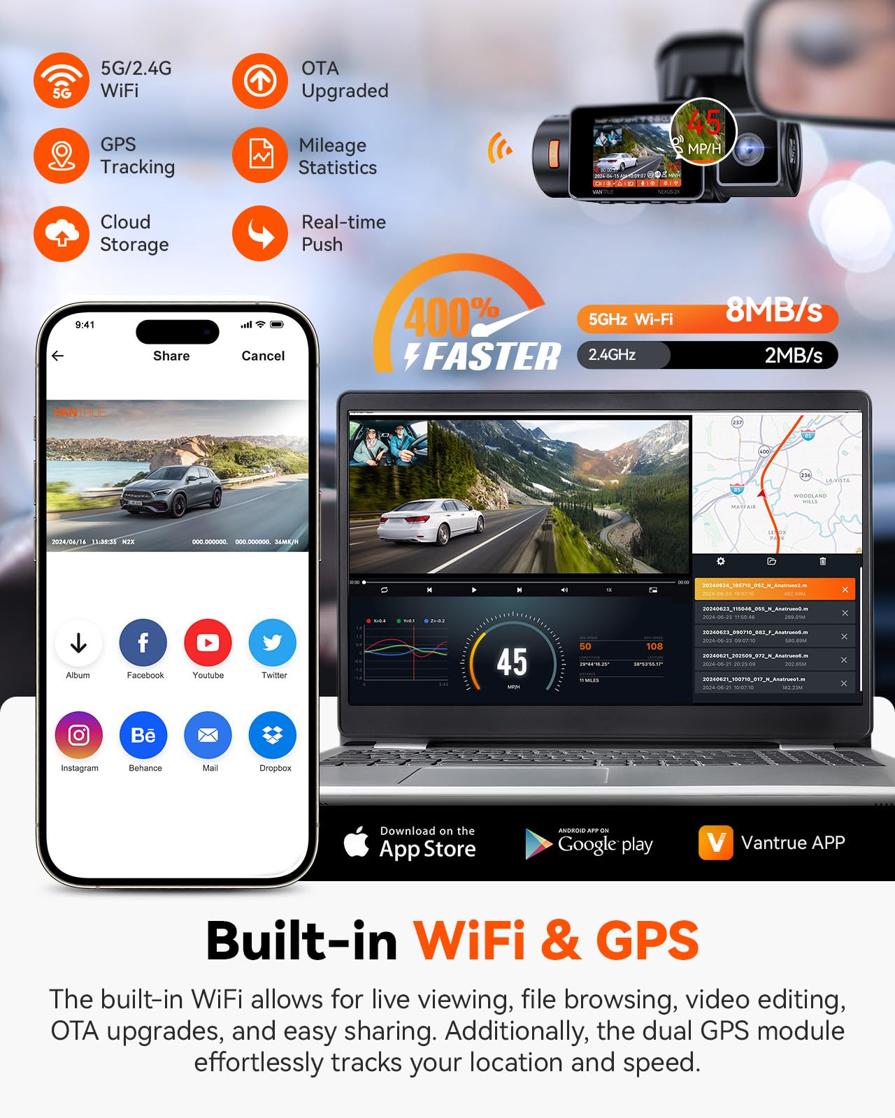 REDTIGER F17 4K 3CH Dash Cam, STARVIS 2 Sensor HDR, 64GB Card, 5.8GHz WiFi | 2160P+1080P*2 Front Inside and Rear, 4 IR Night Vision, G-Sensor, GPS Tracking, Exclusive App, WDR Car Camera, Parking Mode thumbnail 9
