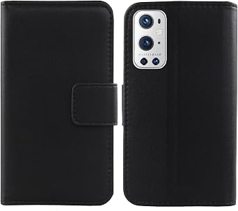 Genuine Leather Case TPU Silicone Shell for OnePlus 9 Pro 6.7" Wallet Premium Flip Protection Cover Skin Pouch with Card Slot Black