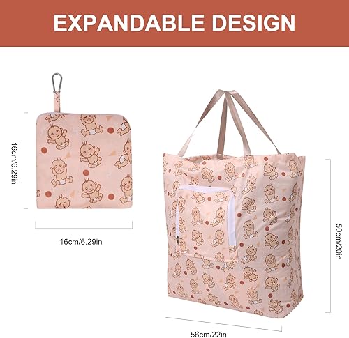 Miniatura 4 de SANFERGE Paquete de 2 bolsas de lavandería de viaje con asa y cordón, bolsas plegables expandibles para ropa sucia con gancho y cremallera, forro