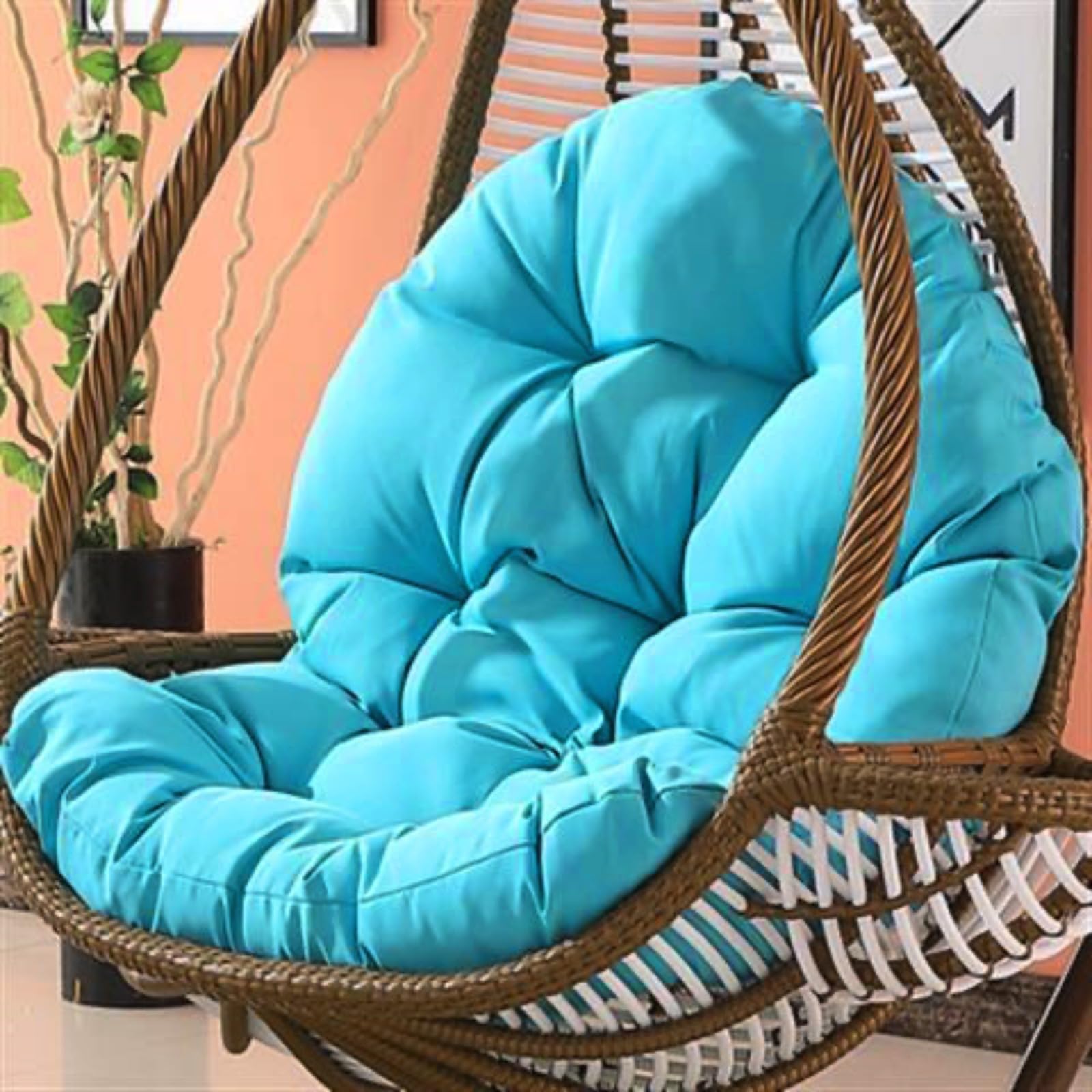 Cojín para silla con forma de huevo, cojín para sillón colgante, cojín para silla de ratán, cojín integrado, varias opciones de color, apto para jardines exteriores, columpios interiores, sofás (120 x