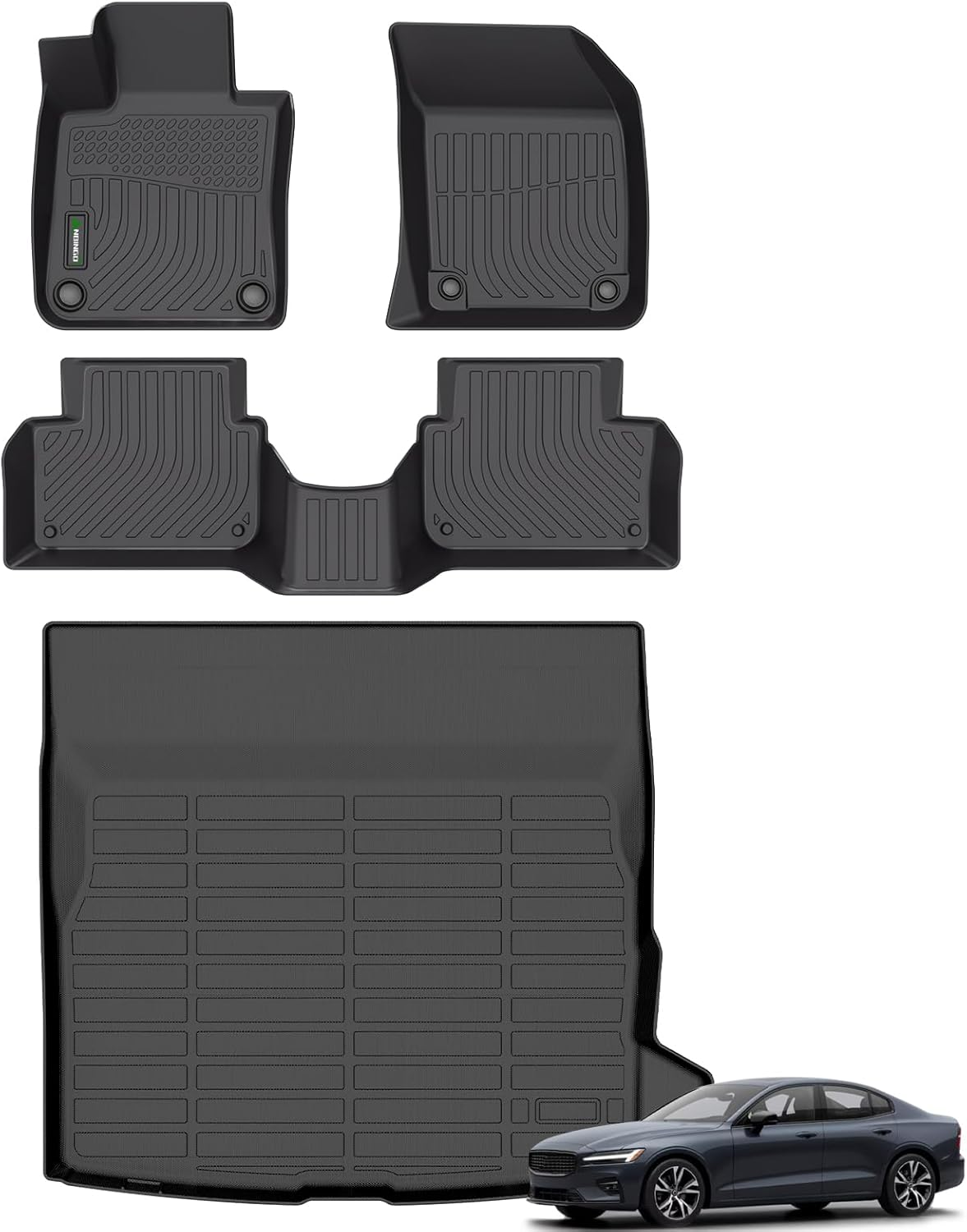 ANBINGO®-Floor Mats & Cargo Liner for 2019-2025 Volvo S60 (Not for Recharge),Car Mat for S60 All Weather Floor Liners Front& Rear Row Full Set TPE S60 Accessories Black 19)For Volvo S60 2019-2025/ Full Set