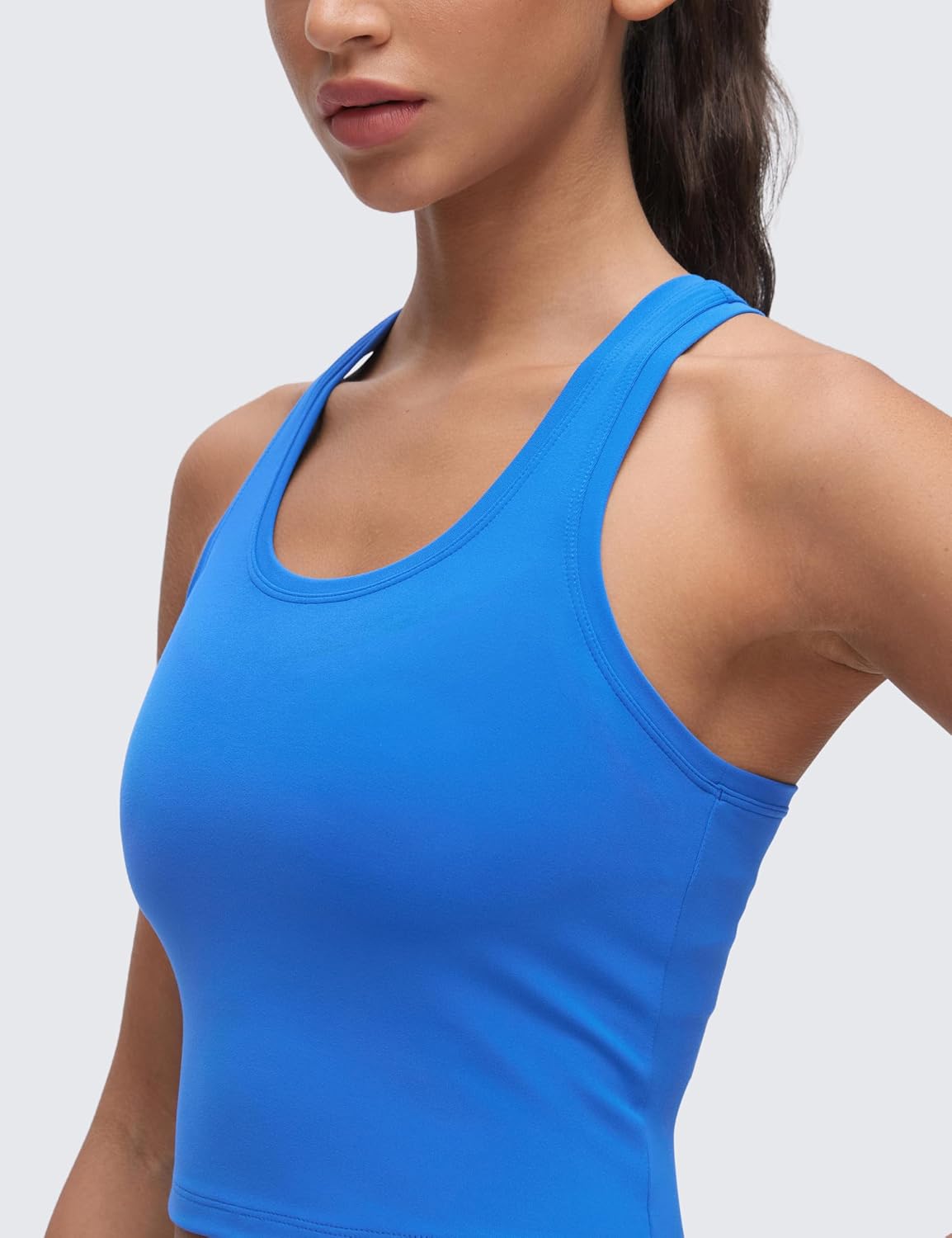 CRZ YOGA Butterluxe Crop Yoga Tank Tops for Women - Workout Athletic Casual Tight Scoop Neck Racerback Sleeveless Shirts