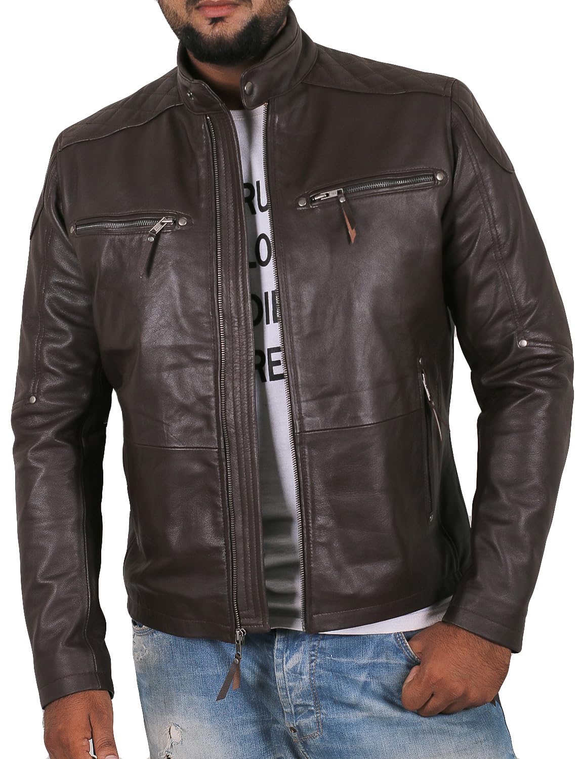 LaverapelleMen's Black Genuine Lambskin Leather Jacket - 1501225