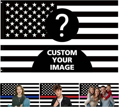 Custom Black and White American Flag 3x5 Ft Personalized Flag with Photos,Text or Logo,Customized Funny Flag Poster for Wall,Clubs,Bars,Concerts & Parties,Gift for Indoor or Outdoor Decoration
