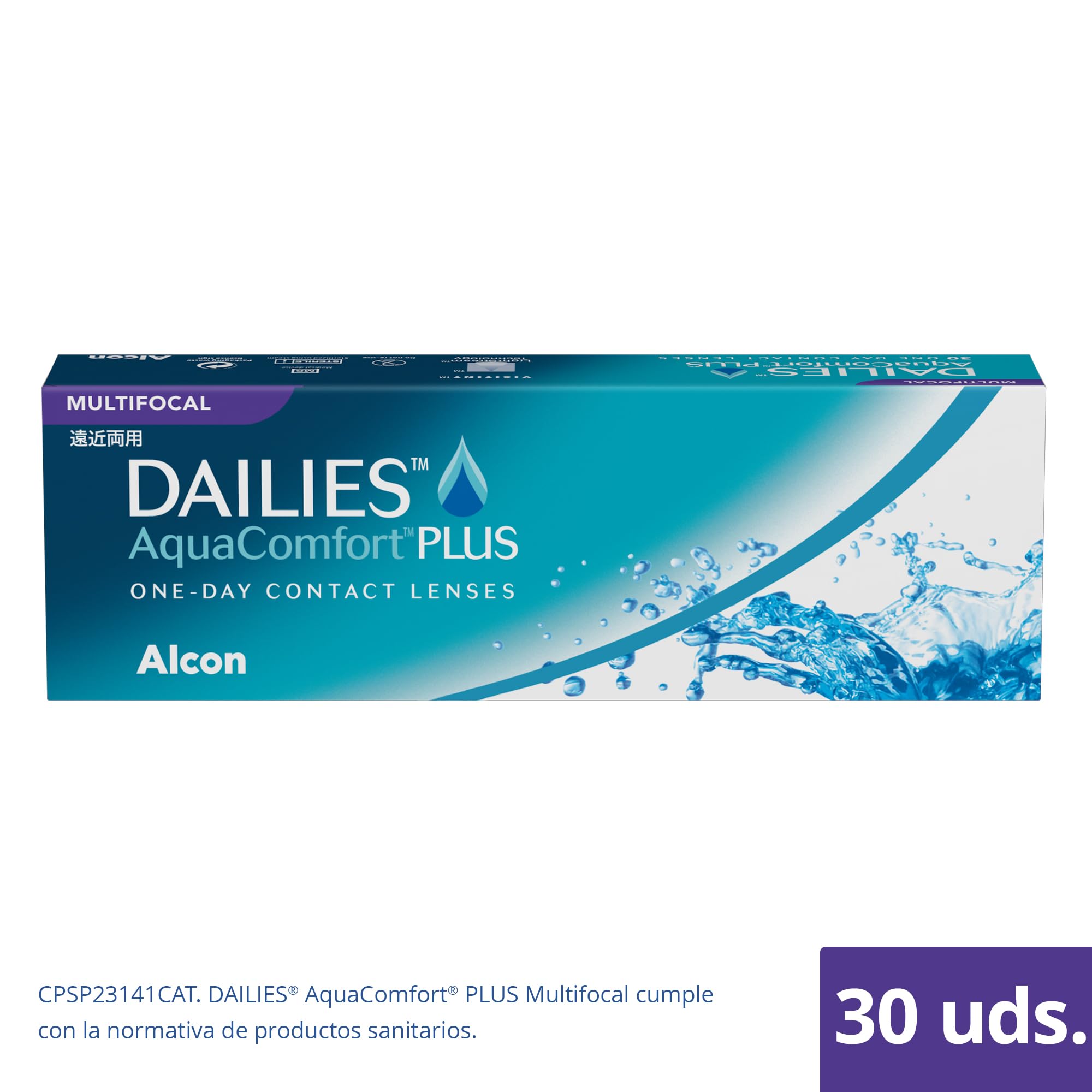 Dailies AquaComfort Plus Multifocal Lentes de contacto progresivas de reemplazo diario, Pack de 30, R 8.7 mm, D 14.0 mm, adición alta -3 Diopt