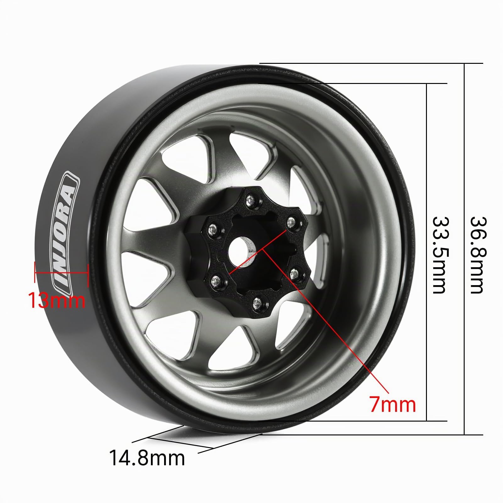 INJORA Jantes Beadlock 1.3" Déport -4,05mm /24 1/18 RC Crawler