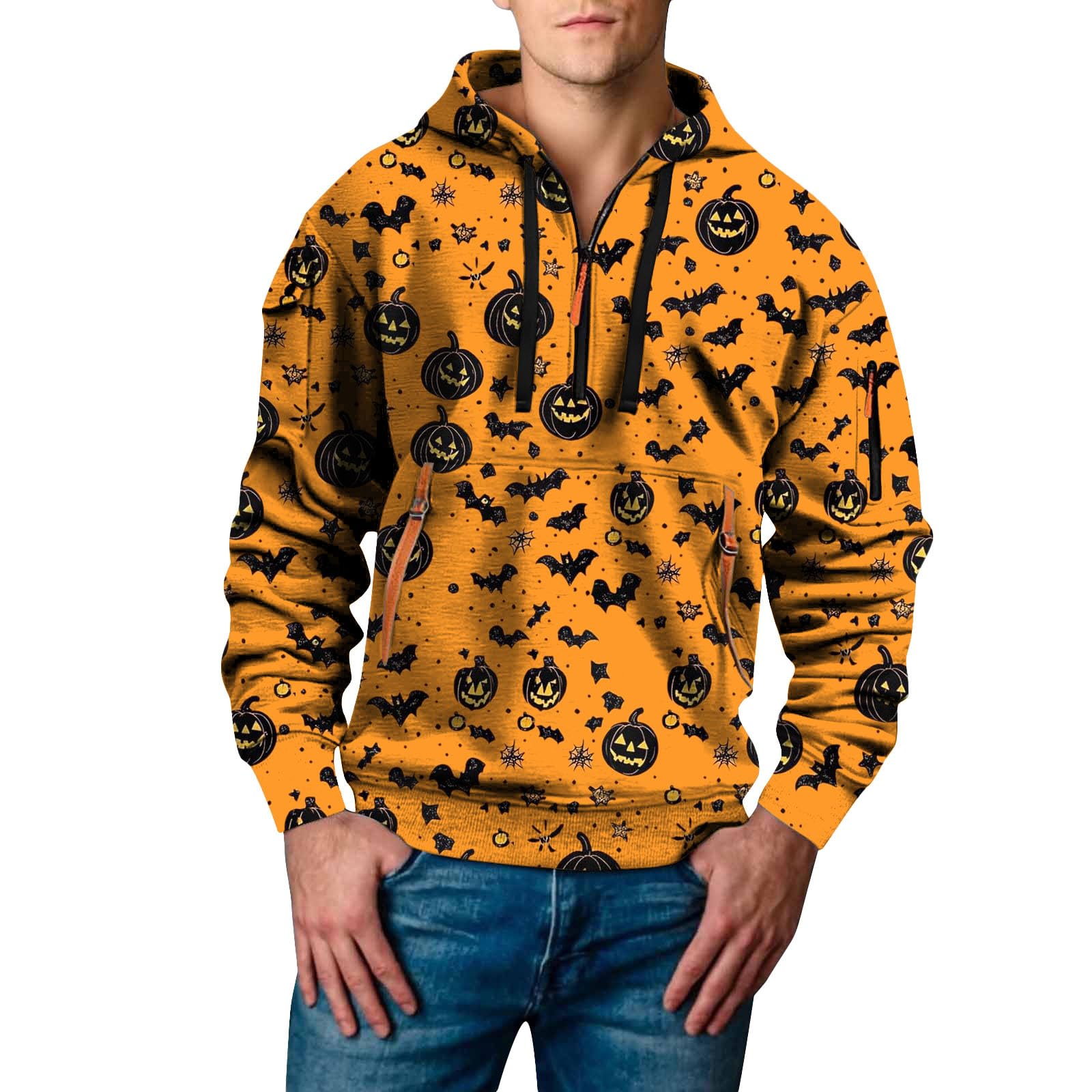 Ropa Protección Solar Sudadera De Manga Larga para Hombre, Estilo Otoño, con Estampado 3D. Camiseta Exteriores. Yoga (Orange, XL) Gym Hombre Camisa Jersey Corta Deporte Softshell Anti