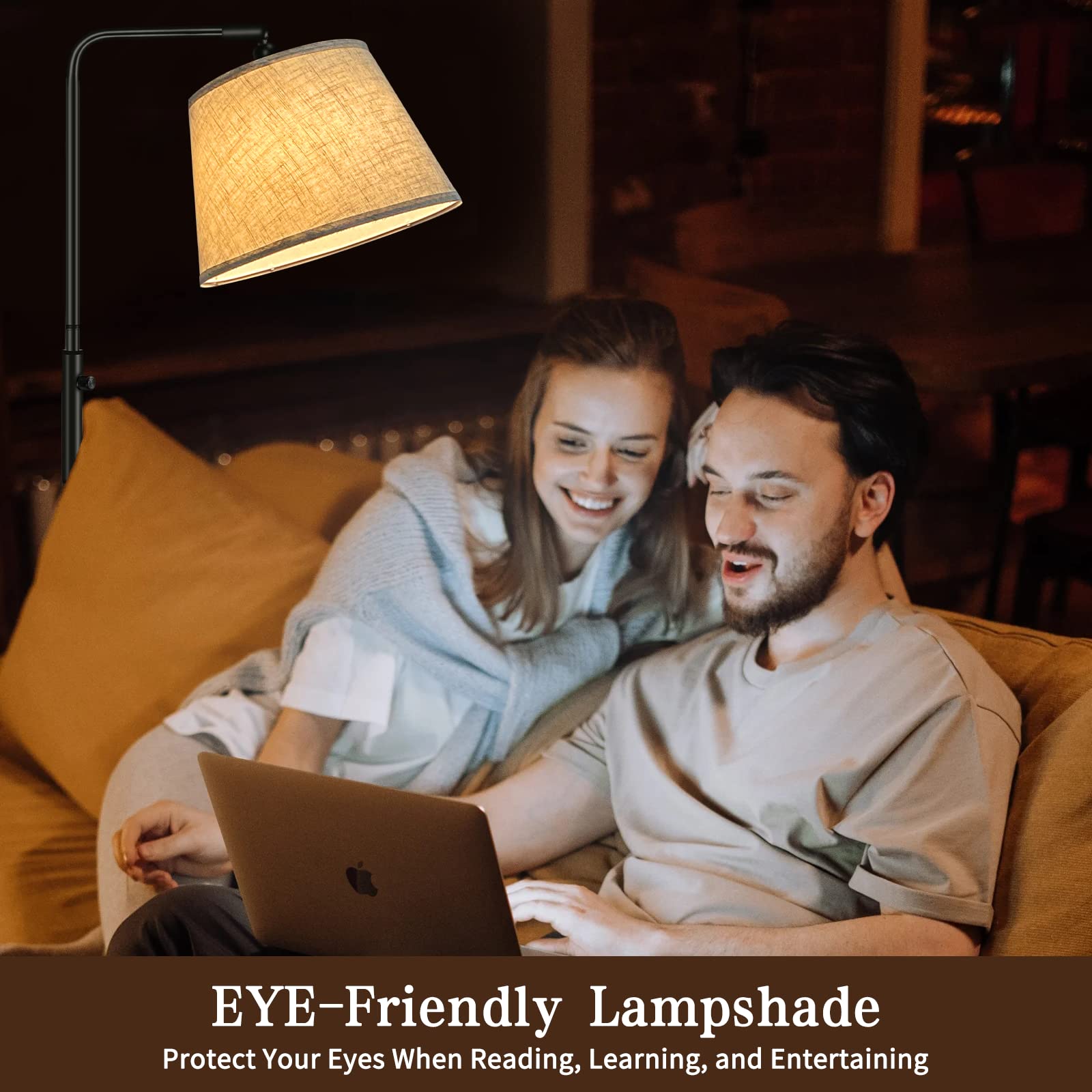 Lámpara de Pie para Salón - 3 Temperaturas de Color & Brillo Ajustable (3000K-6500K, dimmable), moderna con ángulo de luz regulable, interruptor de pie, lámpara de lectura de 170 cm de alt