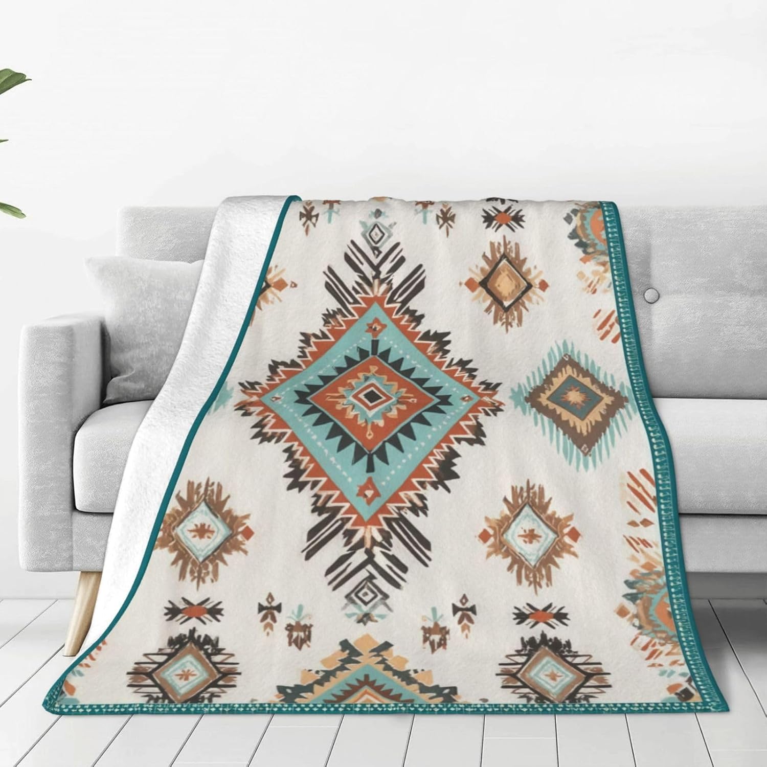 Boho Throw Blanket Soft Flannel Blanket 60"x50" in Bed Blanket Home Decor for Room Sofa Couch All Season