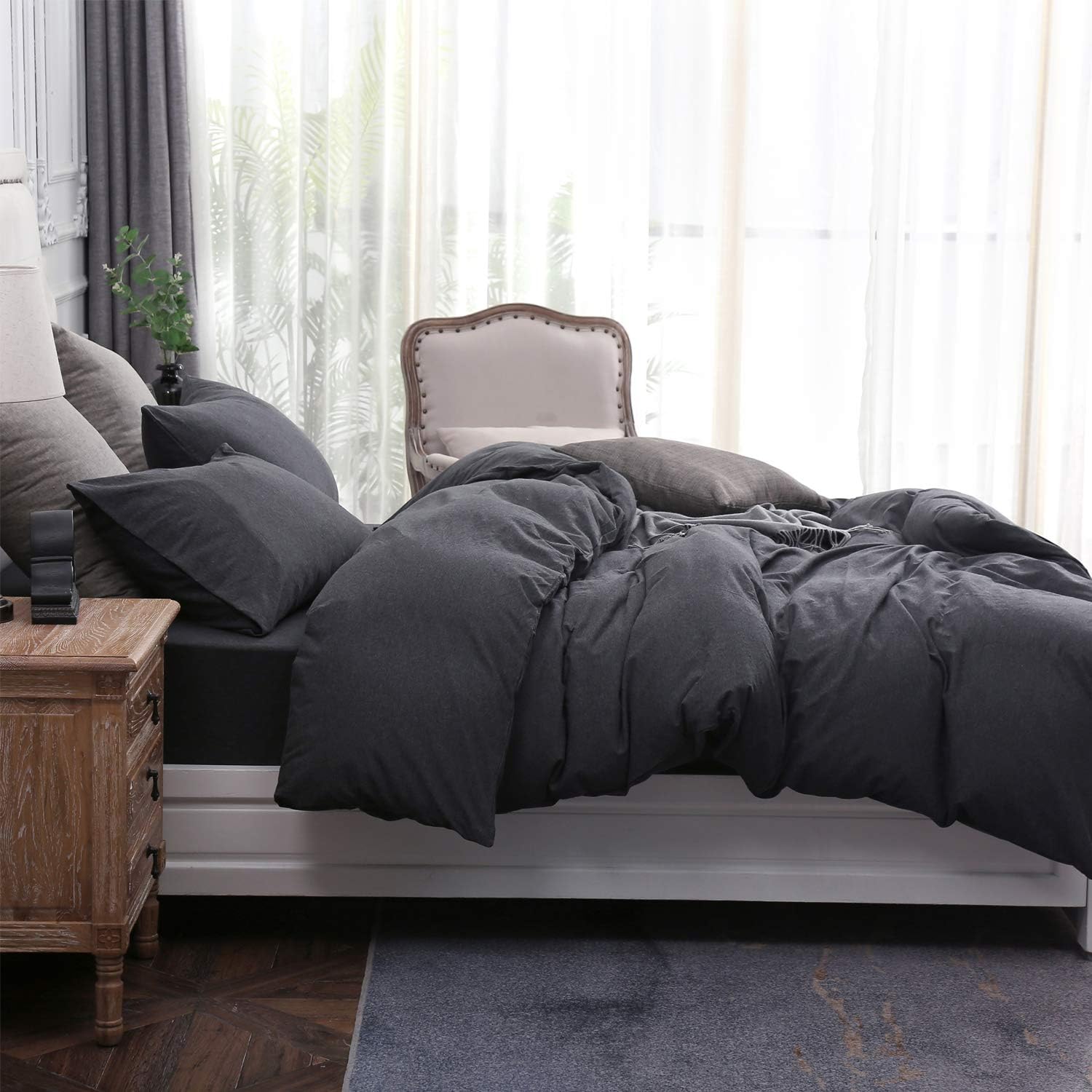 Authentic Crazy Deals PURE ERA Jersey Knit Duvet Cover Set 100% T-Shirt Cotton Super Soft Comfy, Heathered Charcoal Grey Queen, with Zipper Closure (3pc Bedding Set, 1 Duvet Cover + 2 Pillow Shams) Buy 1 get 1 PURE ERA Jersey Knit Duvet Cover Set 100% T-Shirt Cotton Super Soft Comfy, Heathered Charcoal Grey Queen, with Zipper Closure (3pc Bedding Set, 1 Duvet Cover + 2 Pillow Shams)