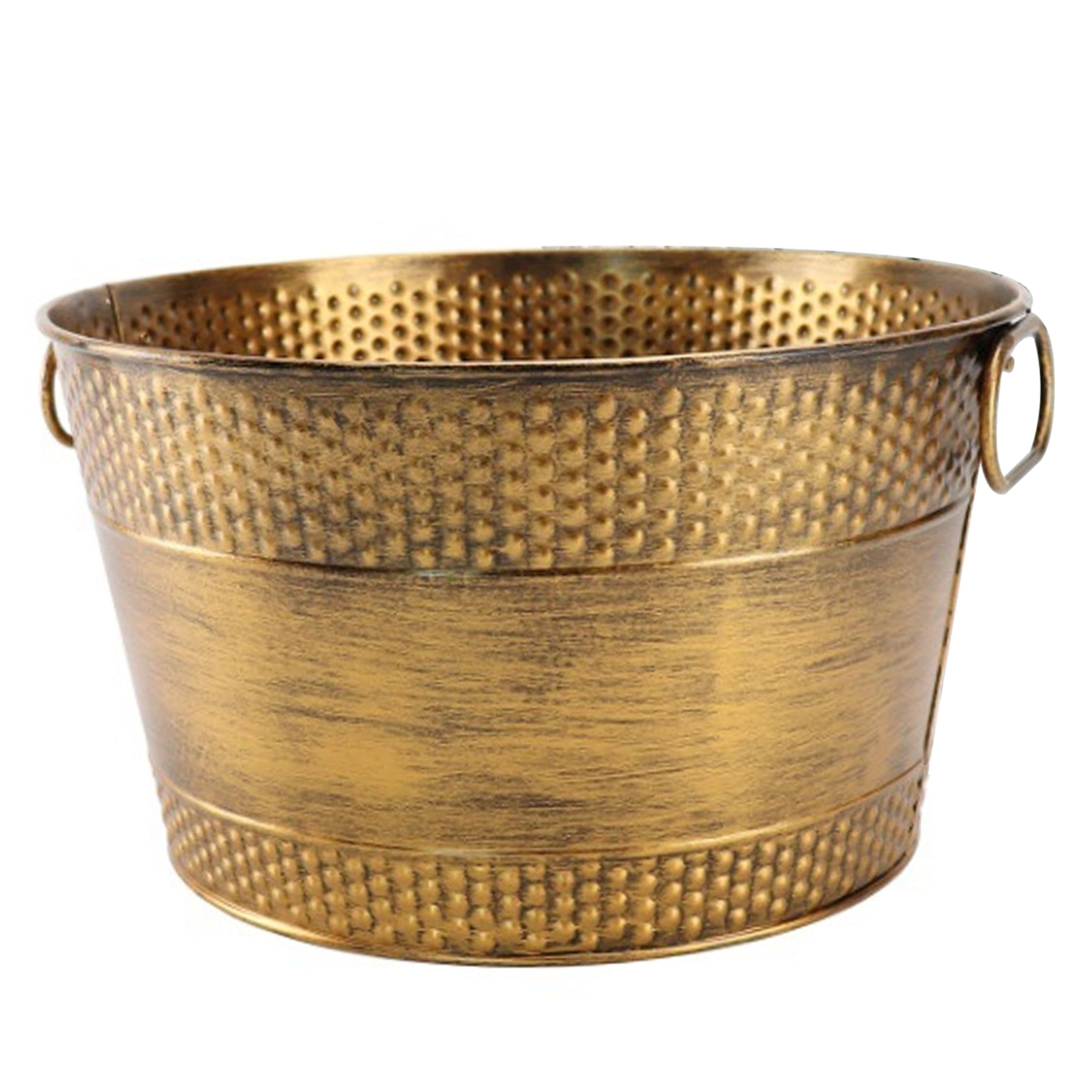 Ameble 8L Thick Galvanized Beverage Tub with Dual Handles, Rust-Resistant Drink Bucket for Indoor & Outdoor Party, BBQ, Picnic, Camping, Bronze