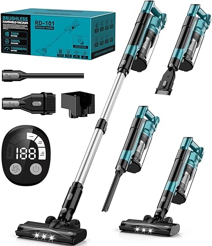 Aspiradora inalámbrica de 350 W para batería Makita de 18 V, aspiradora ligera sin escobillas de 35 kPa con succión de 3 modos, aspiradora de palo 6