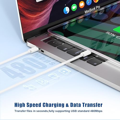 Miniatura 5 de Cable de carga rápida USB C a C de 10 pies, 60 W, cable de carga tipo C a C para Apple iPhone 15 Plus15 Pro Max, MacBook Pro 2021202020192018, iPad
