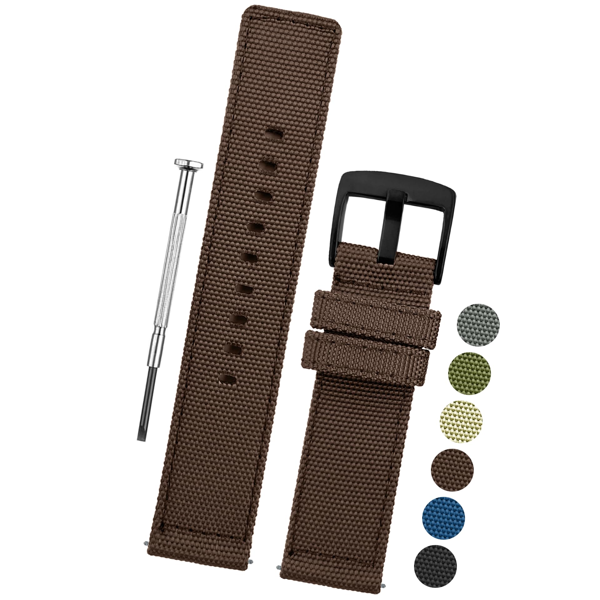 DBLACK ''ENMA'' Nylon Quick Release Watch Strap, Boxy Design, Matte Finish, Nylon Watch Band // For 20mm, 22mm, or 24mm Nylon Watch Belt (Choose Your ...