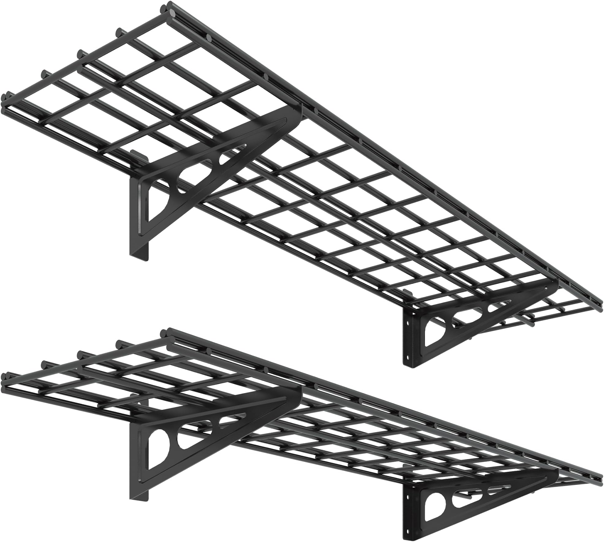 2-Pack 1x4ft 12-inch-by-48-inch Wall Shelf Garage Storage Rack Wall Mounted Floating Shelves, Black, Classic Series
