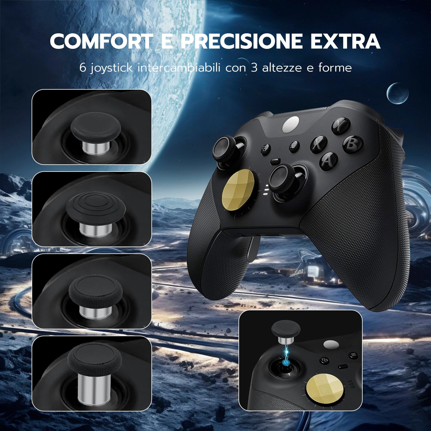 Mcbazel Levette Analogiche Analogici Metallici Thumbstick Magnetici, Trigger Palette Levette e Strumento di Regolazione per Xbox Elite Series 2 Controller