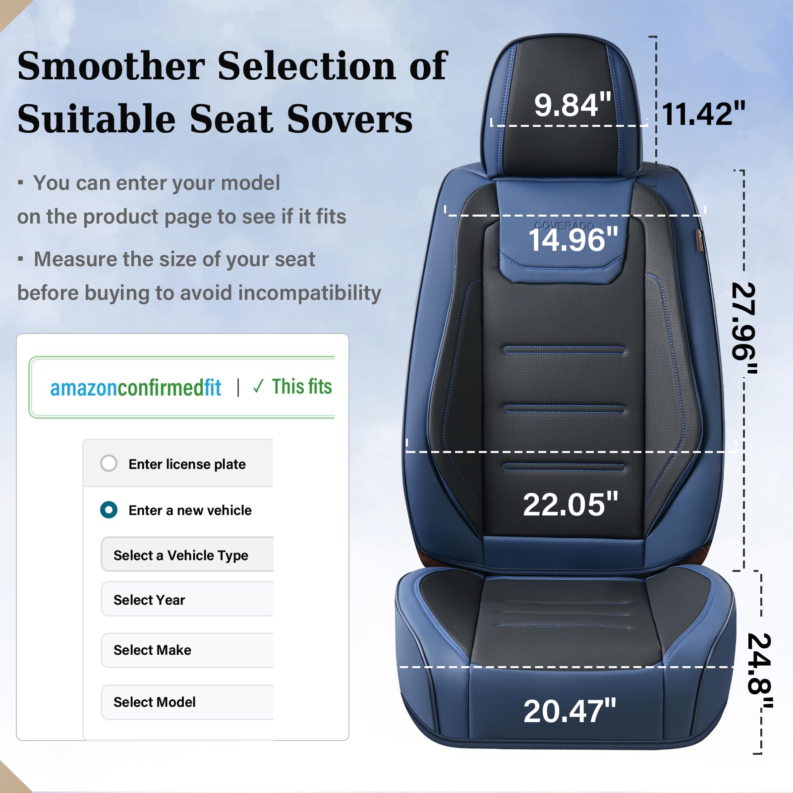 Coverado Fundas de Asiento de Coche, Fundas Delanteras para Asientos Delanteros, Protector de Asiento de Coche Impermeable, cojín de Asiento de Coche, Fundas Interiores universales para la mayoría de