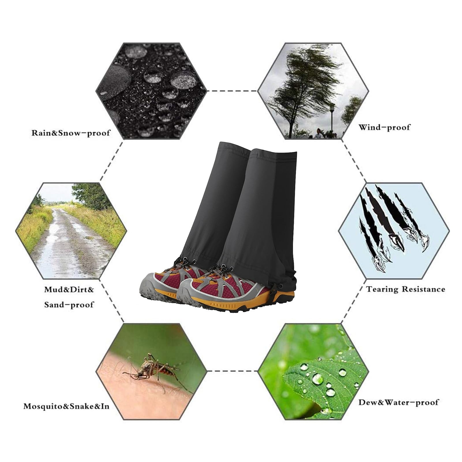 Polainas for piernas, polainas for exteriores transpirables y que absorben la humedad, polainas for raquetas de nieve for ciclismo, adecuadas for practicar senderismo, acampar, caminar, escalar y hace
