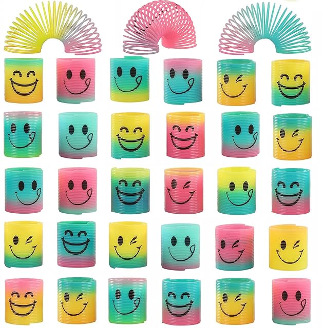 Xndryan 36 mini juguetes Slinky Rainbow Springs para niños, rellenos de bolsas de fiesta