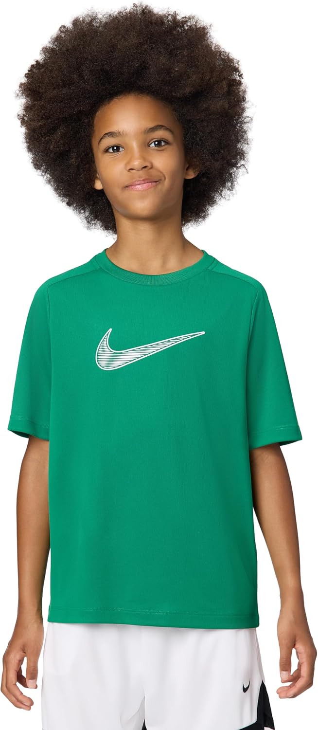 Nike Unisex Big Kids' Multi Dri-FIT Short-Sleeve Training Top (Large Swoosh Logo) - Boys and Girls