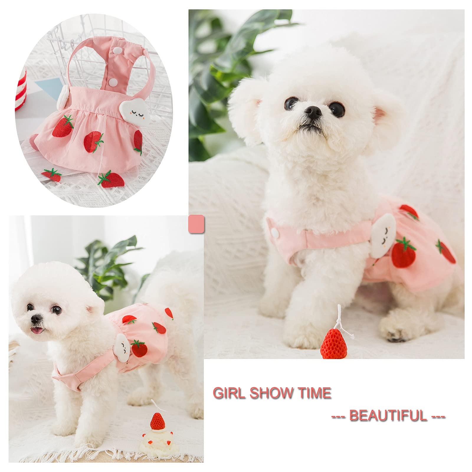 FLAdorepet Happy Easter Hundekleid – Mit Rosa Hasen-Motiv, Tutu-Rock, Für Kleine Hunde & Katzen