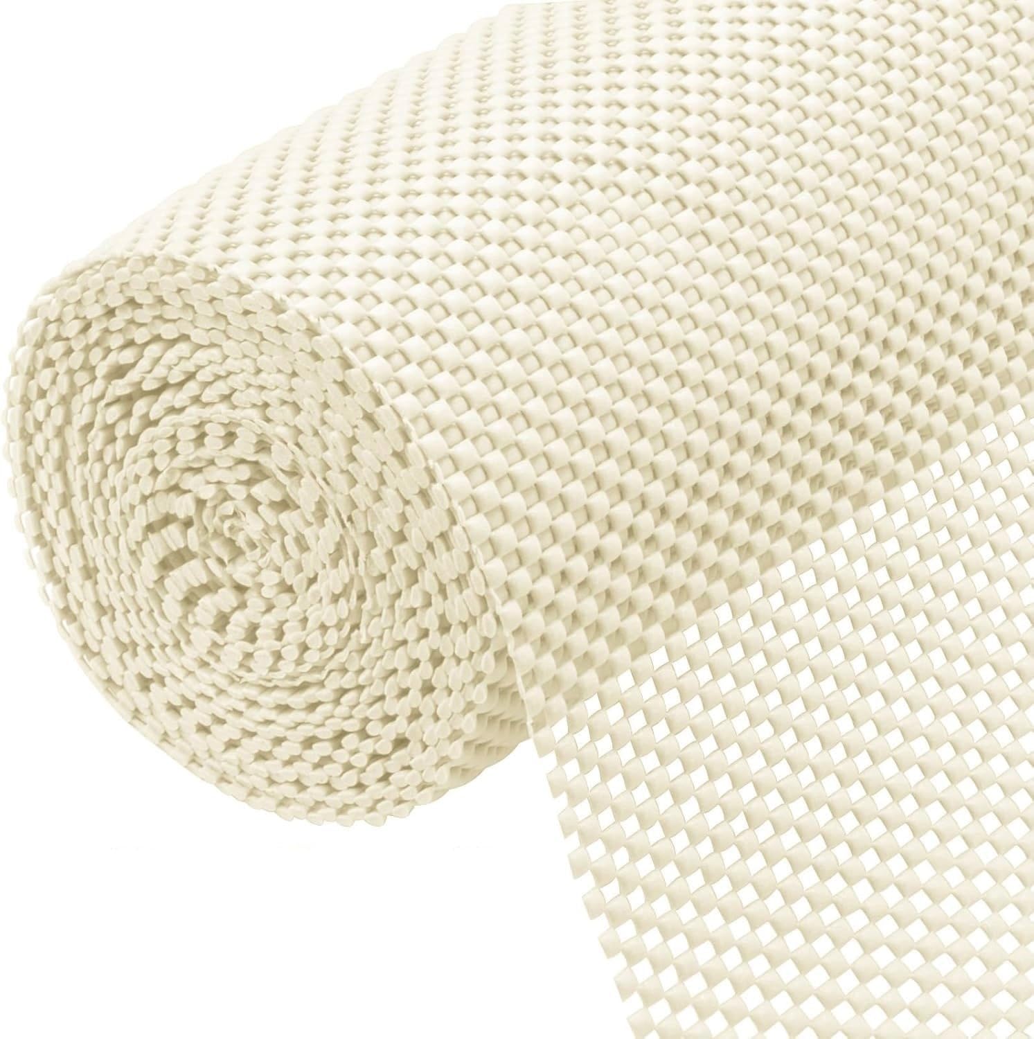 KAHEIGN Multipurpose Non Slip Mat, 40CM x 600CM Cuttable PVC Anti Slip Rug Pad Underlay Carpet Grip Mat Drawer Shelf Liner Waterproof Floor Cushion Mats for Home Office Car Kitchen Bathroom (White)