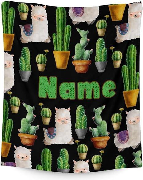 Custom Cactus Throw Blanket - Soft, Fuzzy & Warm - 40x50 Inches Flannel Blankets for Travel, Office - Black Aesthetic Throws Gift for Kids
