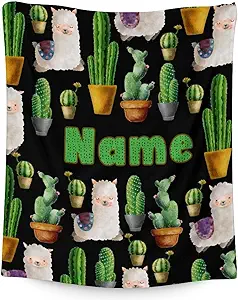 Custom Cactus Throw Blanket - Soft, Fuzzy & Warm - 40x50 Inches Flannel Blankets for Travel, Office - Black Aesthetic Throws Gift for Kids