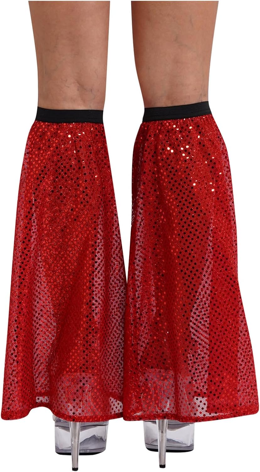 Women's 70S Disco Boot Covers 80s Sparkly Sequin Leg Warmers Costume Accessories for Party Rave Dance