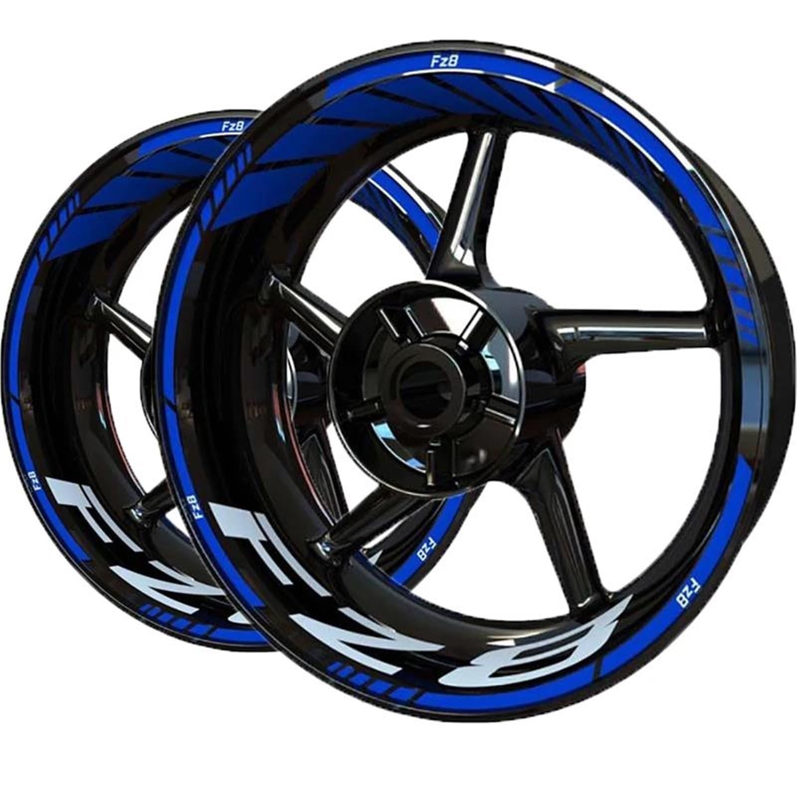 Motorrad-Radaufkleber, Wasserdichtes Klebeband, Dekorationsaufkleber, Felgenaufkleber Für Vorne Und Hinten, Für Yamaha Fz8(Style 2)