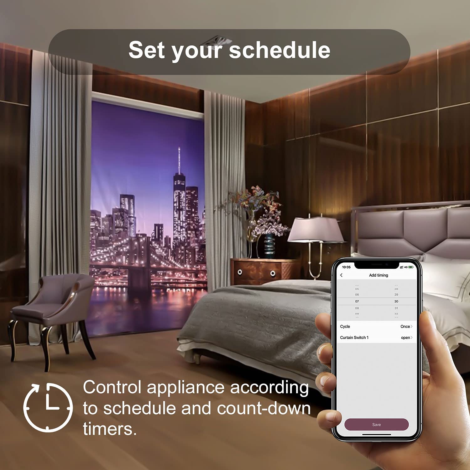 Lot de 2 interrupteurs de volet roulant Wi-Fi encastrés - Avec commande de volet roulant - Interrupteur électrique intelligent avec panneau tactile - Compatible avec Alexa et Google Home - Application