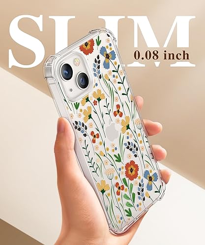 Miniatura 6 de GVIEWIN Funda diseñada para iPhone 13 de 6.1 pulgadas, con protector de pantalla de vidrio templado + protector de lente de cámara, flor