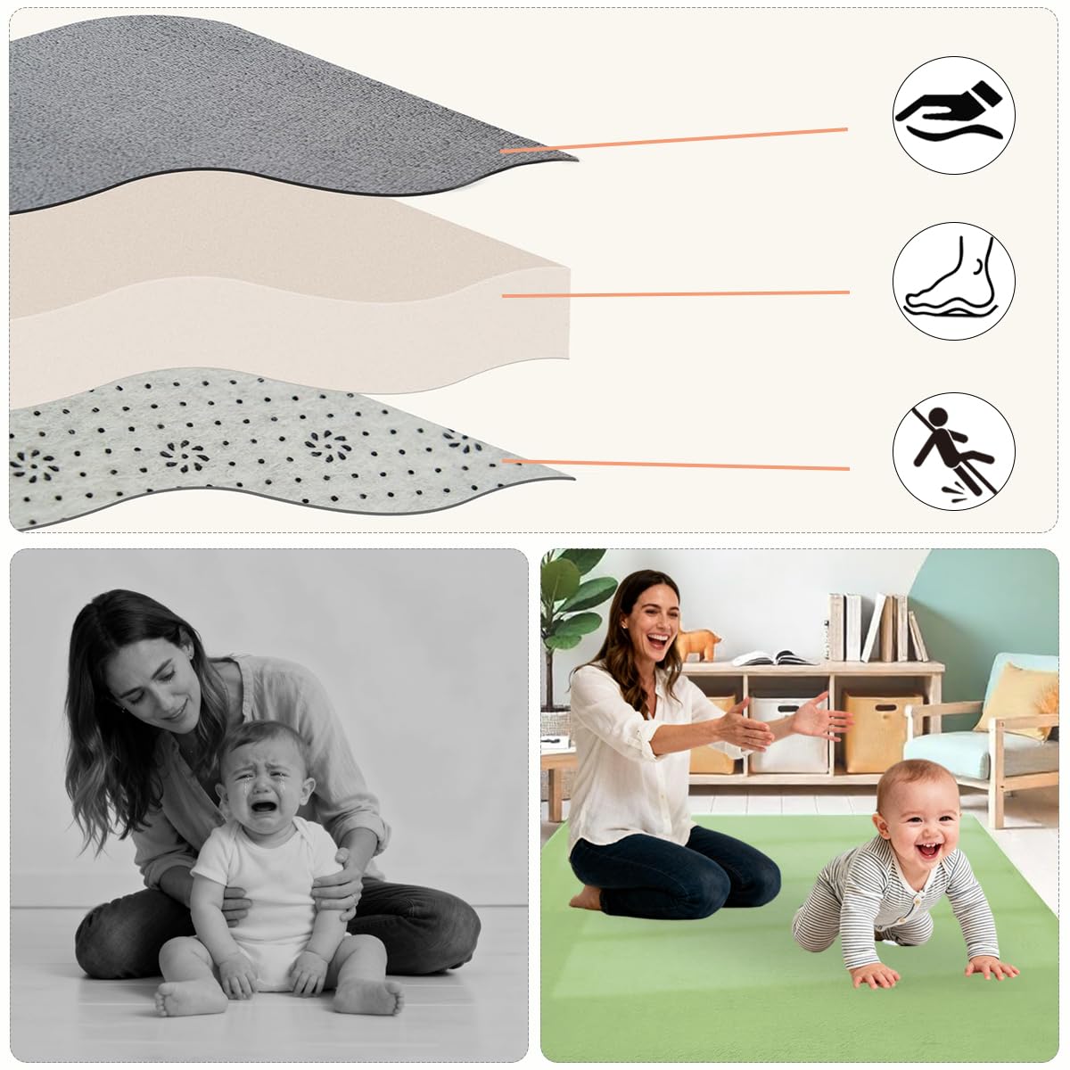 Tappeto Gioco Bambini Acolchado 2 cm Extra Spesso, Antiscivolo, Ideale per Pavimenti e Box Neonato, Palestra Neonati, Tappeto Tummy Time Neonati, Verde, 200 x 350 cm