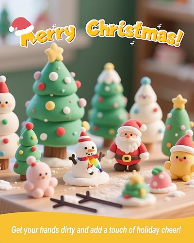Miniatura 5 de Kit de arcilla para modelar  42 colores de arcilla seca al aire, arcilla mágica de moldeo de bricolaje incluye herramientas y accesorios de Navidad,