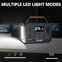 Vista 4 de ALLWEI Estación de Energía Portátil 300W, Generador Solar de 280Wh con Toma de CA de Onda Senoidal Pura de 110V, Generador de Batería de Litio
