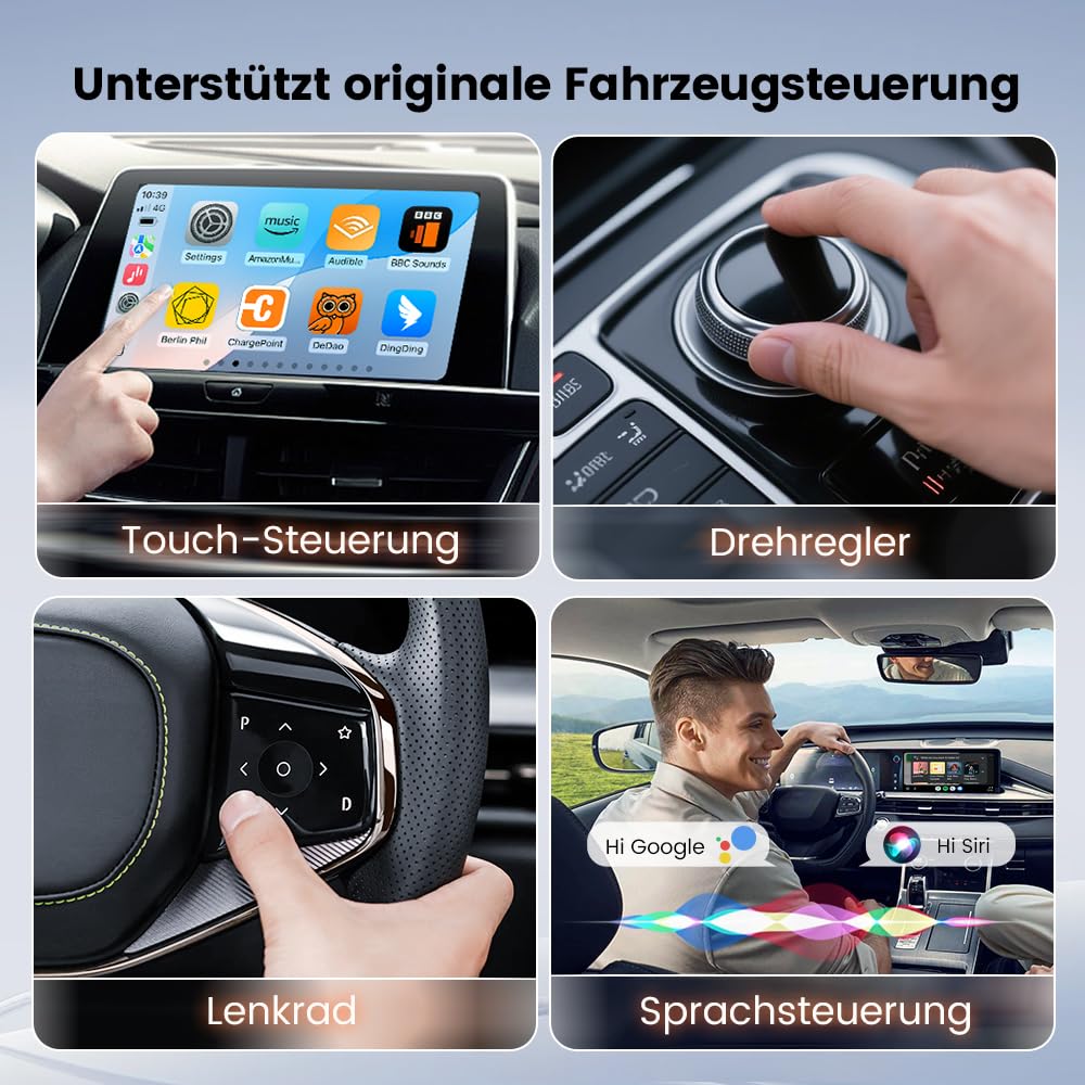 Carlinkit Mini Ultra 3 Wireless CarPlay Adapter, Wireless Android Auto Adapter, Wandelt OEM kabelgebunden zu kabellos um, USB-A/C Plug & Play, Auto-Connect, OTA Upgrade, Orange