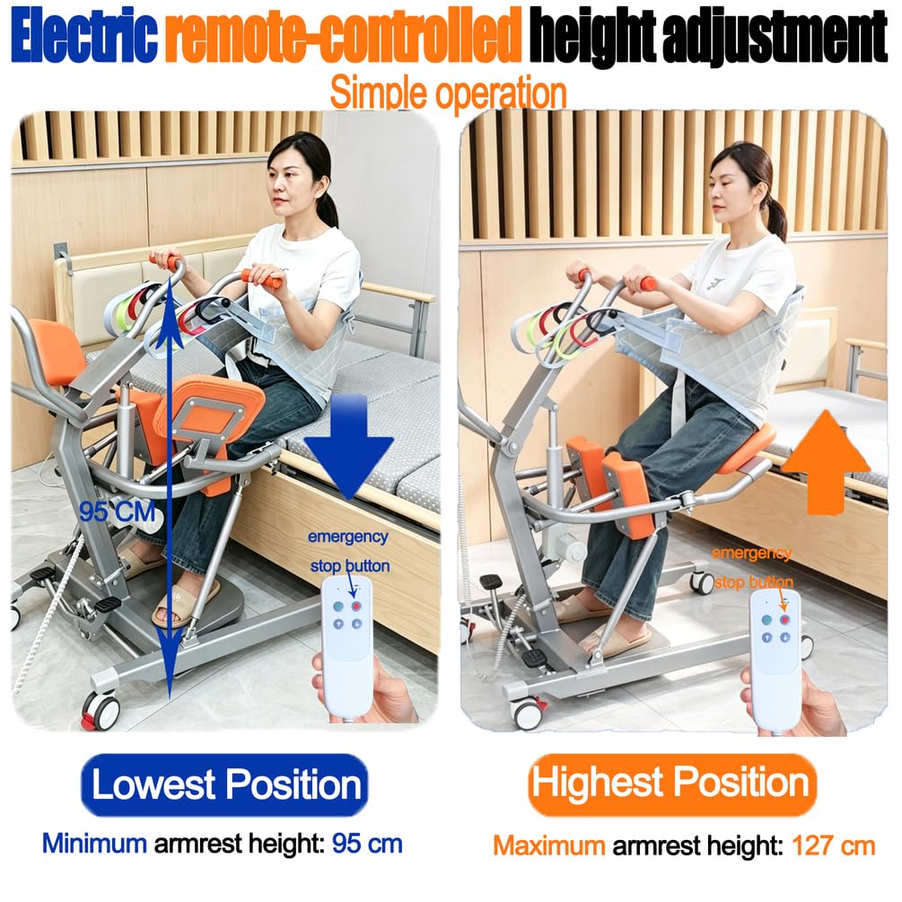 Sollevapazienti Elettrico Sit-Stand Per Disabili, 150 Kg | Poggiapiedi Con Cuscinetti Ergonomici Per Le Ginocchia E Sedile Sdoppiabile A 180°