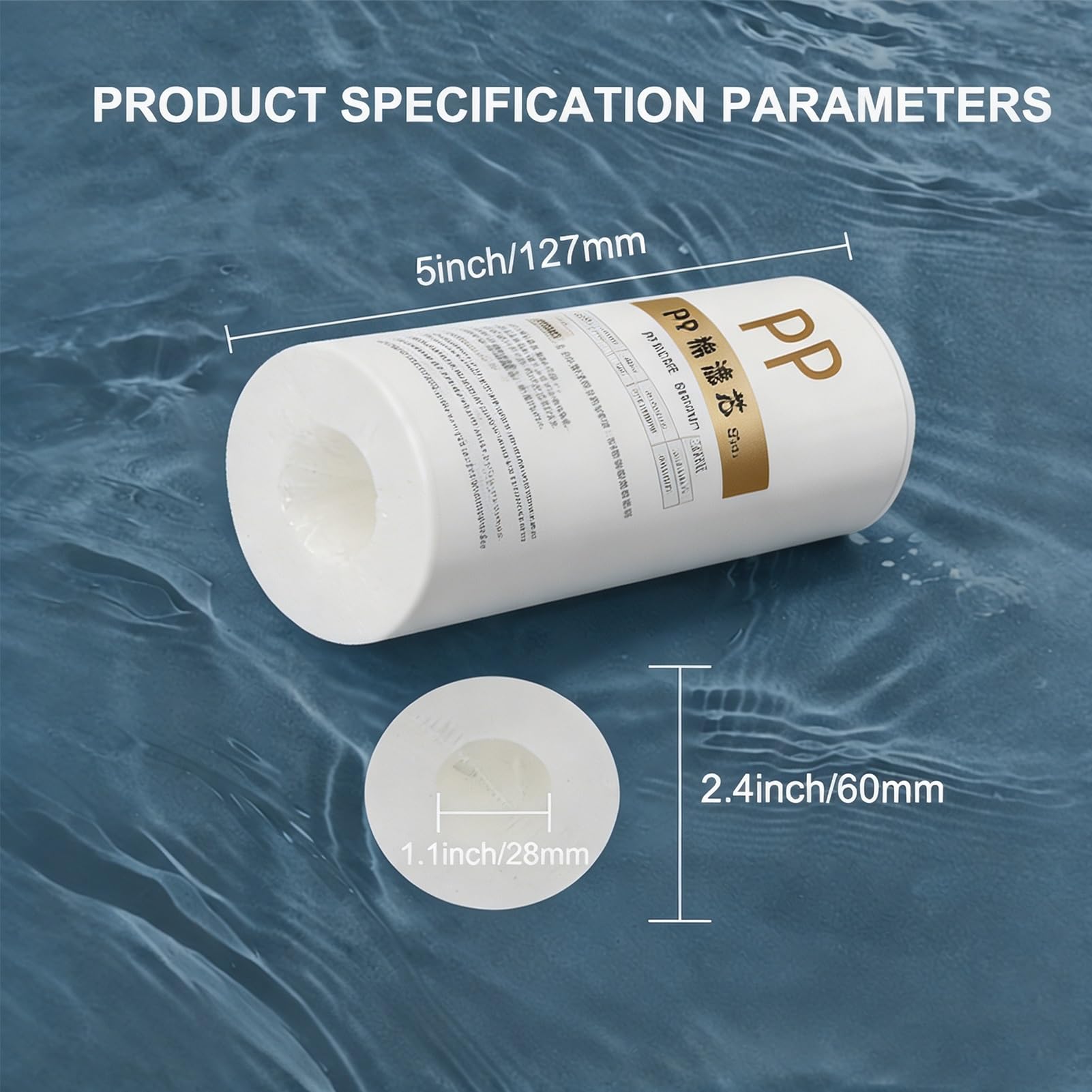 Lot 9 cartouches filtrantes en PP 5x2,4in, 5 microns, compatibles avec porte-cartouches 5in, adaptées filtration l'eau puits et l'eau du robinet