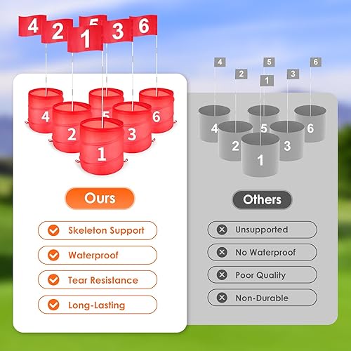 Miniatura 8 de Juego de cubo de golf al aire libre, juguetes de práctica de golf para familia, adultos y niños, campo de golf portátil para patio trasero, césped,