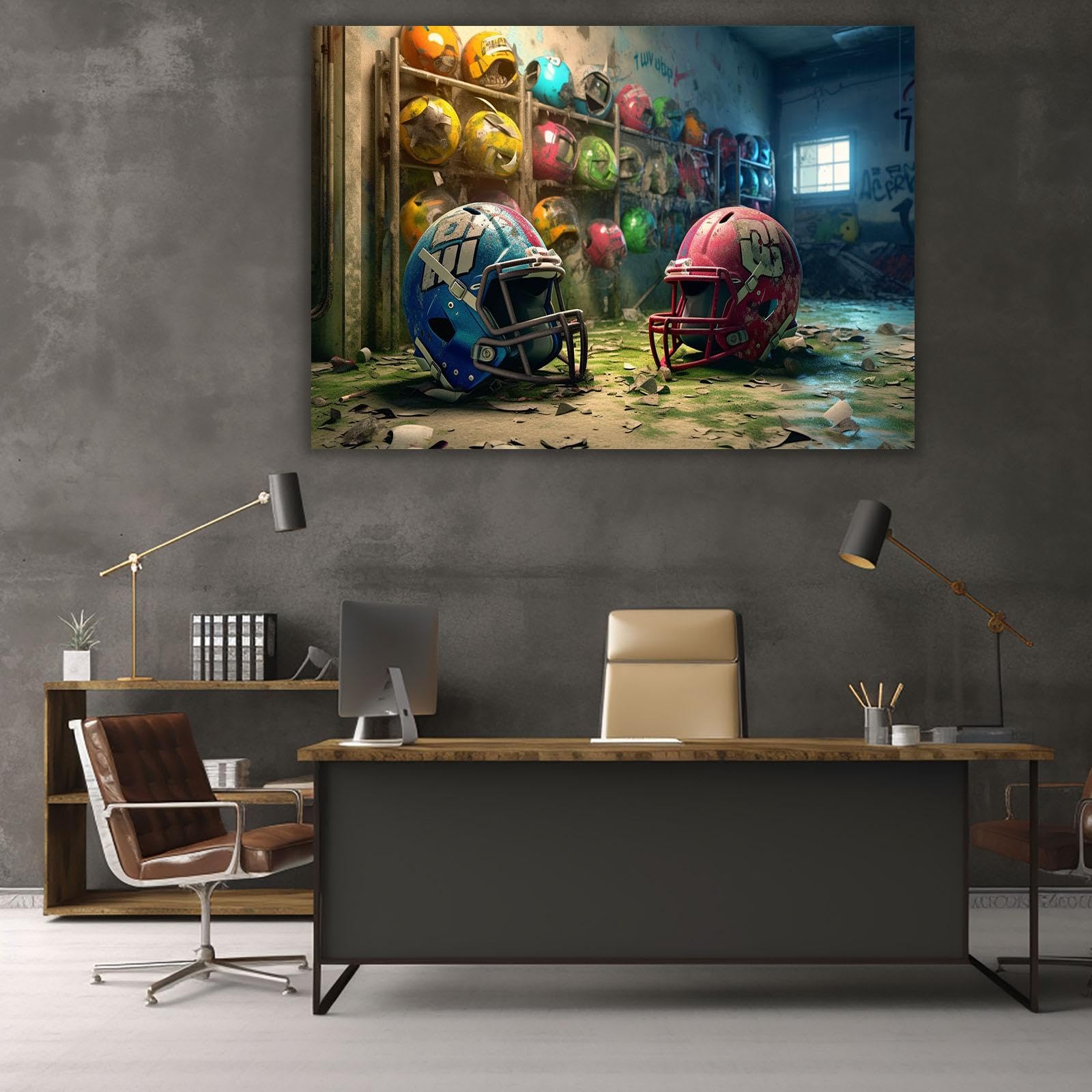 veces Pósteres de fútbol para dormitorio de niños, decoración de pared motivacional de fútbol retro abstracto, póster de dormitorio para habitación de adolescentes, impresiones deportivas, 60 x 90 cm,