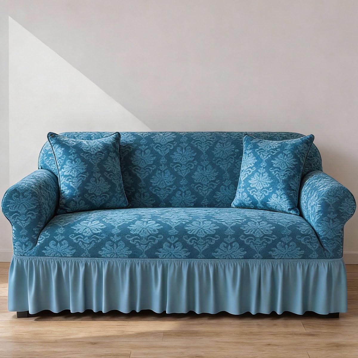 Sofa Cover with Valance,Non Slip Sofa Slipcovers,Furniture Protector Stretches,Machine Washable Cover for Sofa,Elegant Couch Cover,Sofa Slipcovers 1/2/3/4 Seater - Fully Guarant(Size:3 Seater,Color:F)
