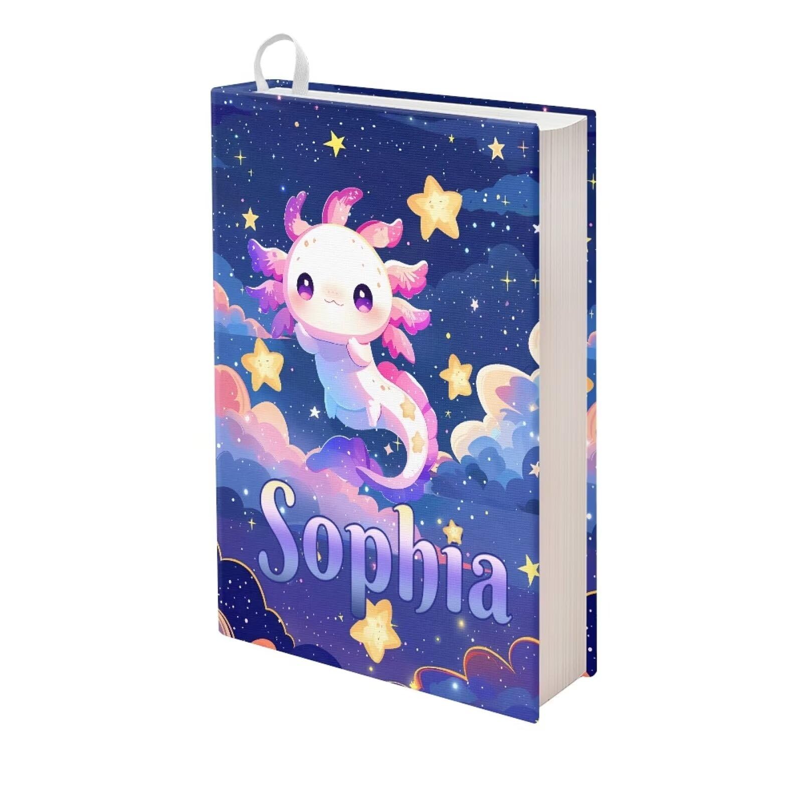 Tuoxiukan Axolotl Book Cover for Hardcover Personalized Book Sleeve with Name Customized Book Covers For Soft Cover Books Stretchable Paperback Schoolbook Book Cover Protector Gifts for Girls Students